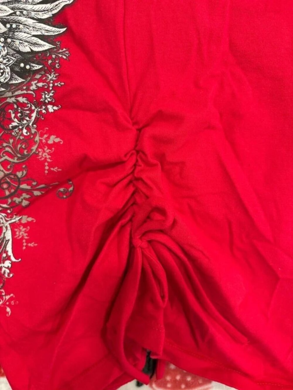Red Graphic Rhinestone Tube Top - Picture 3 of 5